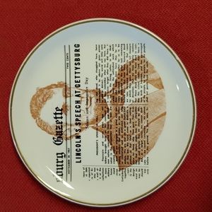 Abraham Lincoln's Gettysburg Address Commemorative plate brown white historical